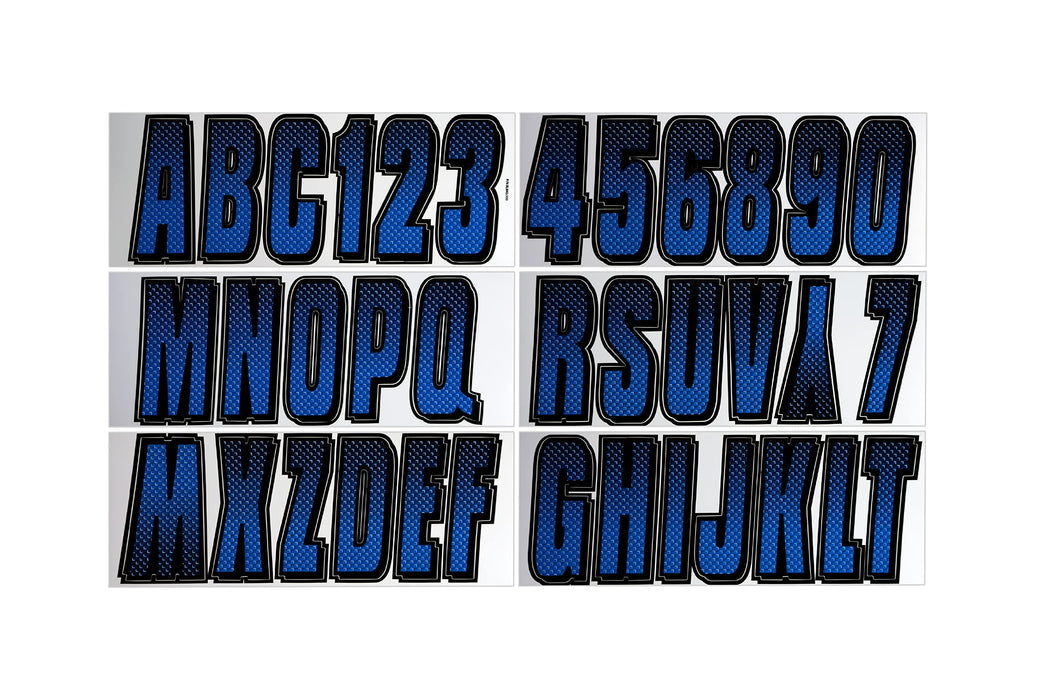 Hardline BLBKG300 Series 300 Registration Kit, Carbon Fiber, Block Font, Color Gradation, 4 Sets of 3" A-Z, 0-9