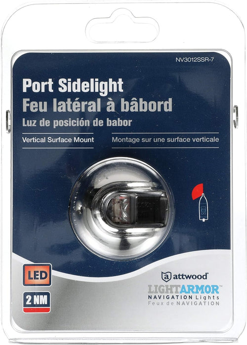 Attwood LightArmor Vertical Surface Mount Navigation Light - Port (red) - Stainless Steel - 2NM