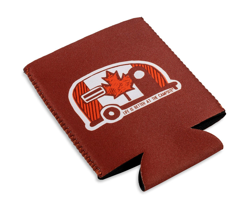 Camco 53373 Life Is Better At The Campsite Can Holder, Burgundy, Canada Flag/Camper