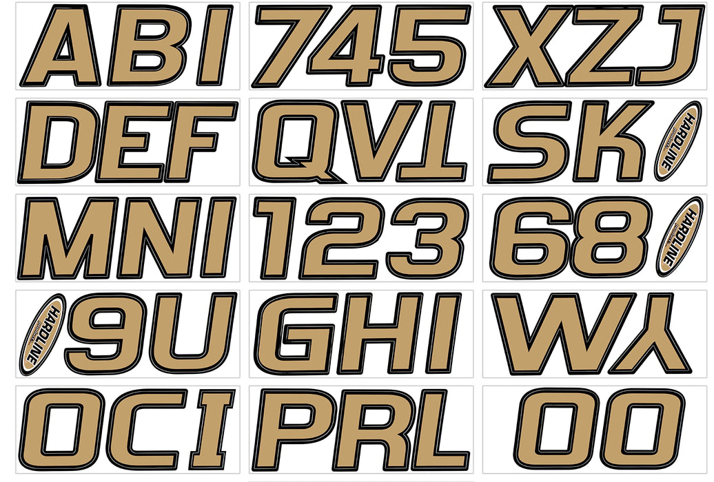 Hardline BRBLK700 Series 700 Registration Kit, Brown/Black, Slanted European Font, Solid Fill/Outline, 4 Sets of 3" A-Z, 0-9