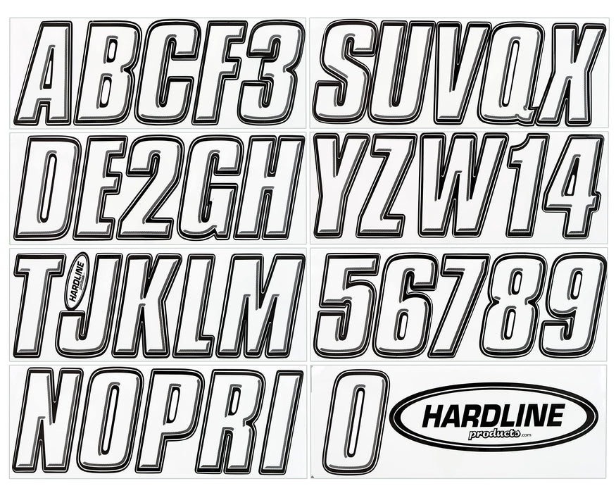 Hardline WHBLK800 Series 800 Registration Kit, White, Block Style Bevel Effect, 4 Sets of 3" A-Z, 0-9