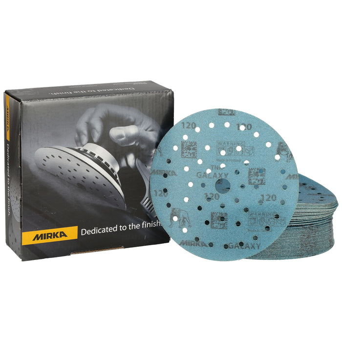 Mirka FY-6MF-120 Galaxy Dust Free Multi-Fit Grip Discs, 6", Grade 120, 50/pk