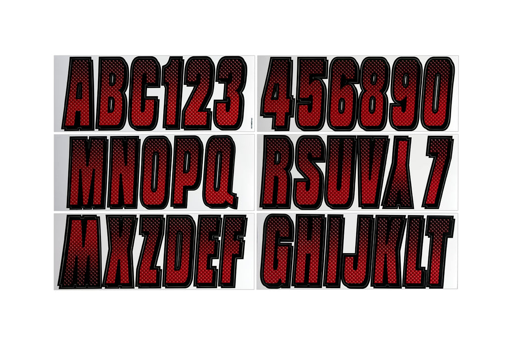 Hardline REBKG300 Series 300 Registration Kit, Carbon Fiber, Block Font, Color Gradation, 4 Sets of 3" A-Z, 0-9