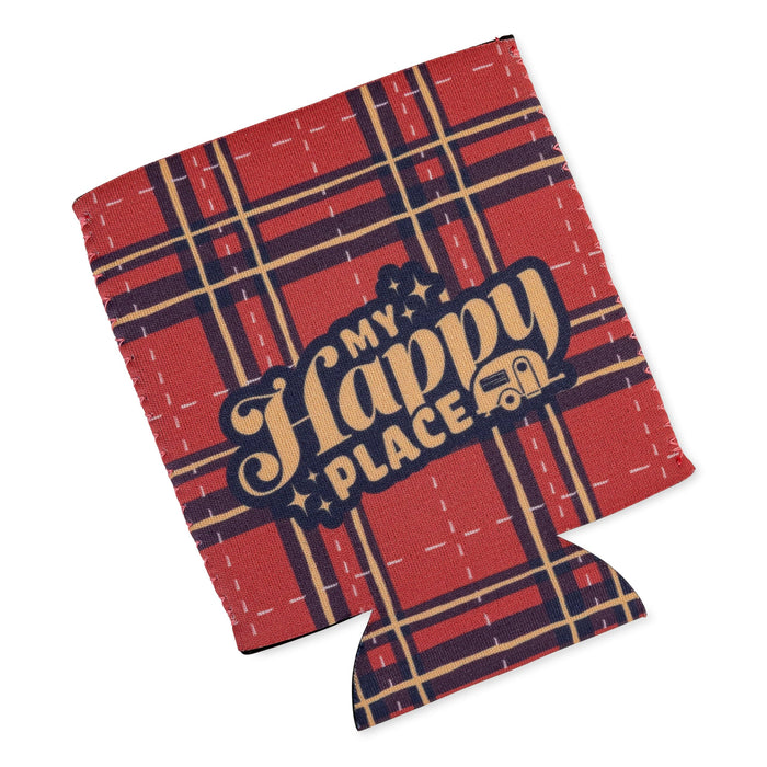 Camco 53479 Life Is Better At The Campsite Can Holder, Red Plaid, Happy Place