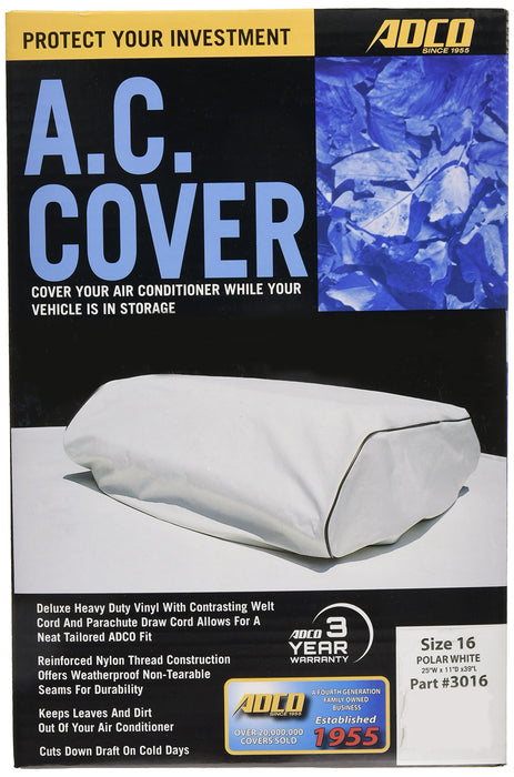 ADCO 3016 Polar White A/C Cover, 25" x 11" x 39" Fits Duo Therm Penguin I/II, Dometic