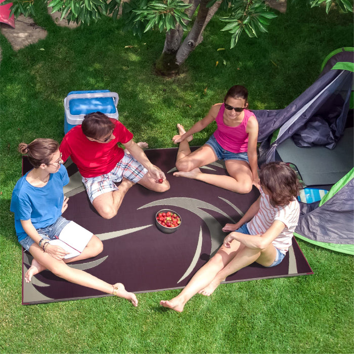 Ming's Mark SD8185 Reversible Mat, Swish, Burgundy/Tan, 8' x 18'