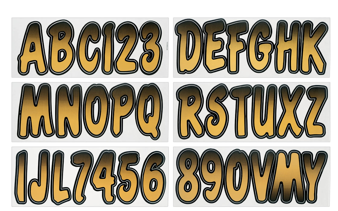 Hardline BRBKG200 Series 200 Registration Kit, Cursive, Brown/Black Gradation, 4 Sets of 3" A-Z, 0-9