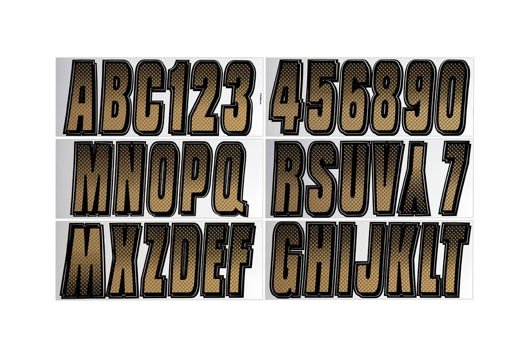 Hardline BRBKG300 Series 300 Registration Kit, Carbon Fiber, Block Font, Color Gradation, 4 Sets of 3" A-Z, 0-9