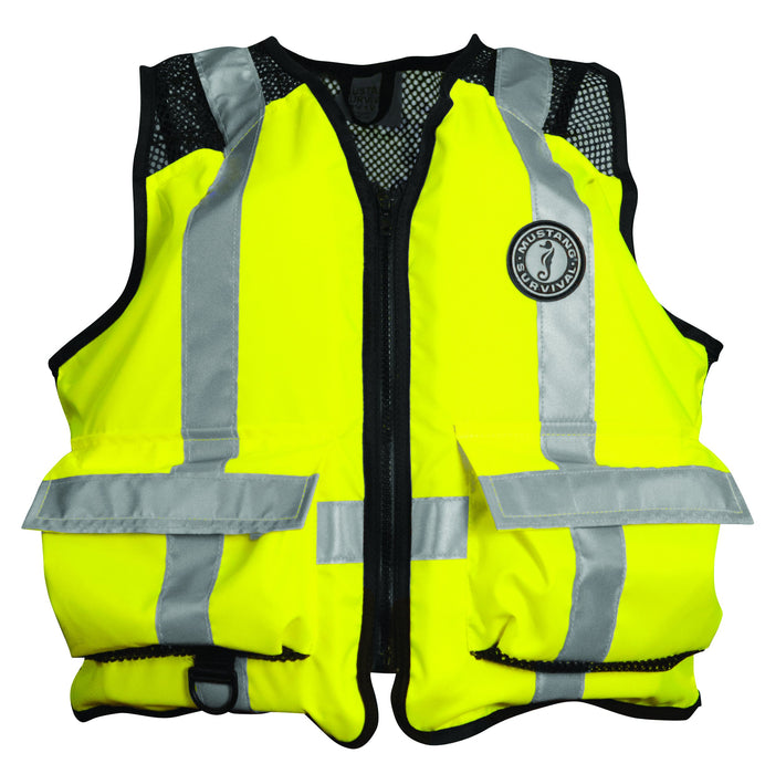 Mustang MV1254T3-239-S/M Industrial Mesh Vest, Fluorescent Yellow-Green/Black, High Visibility, Small/Medium
