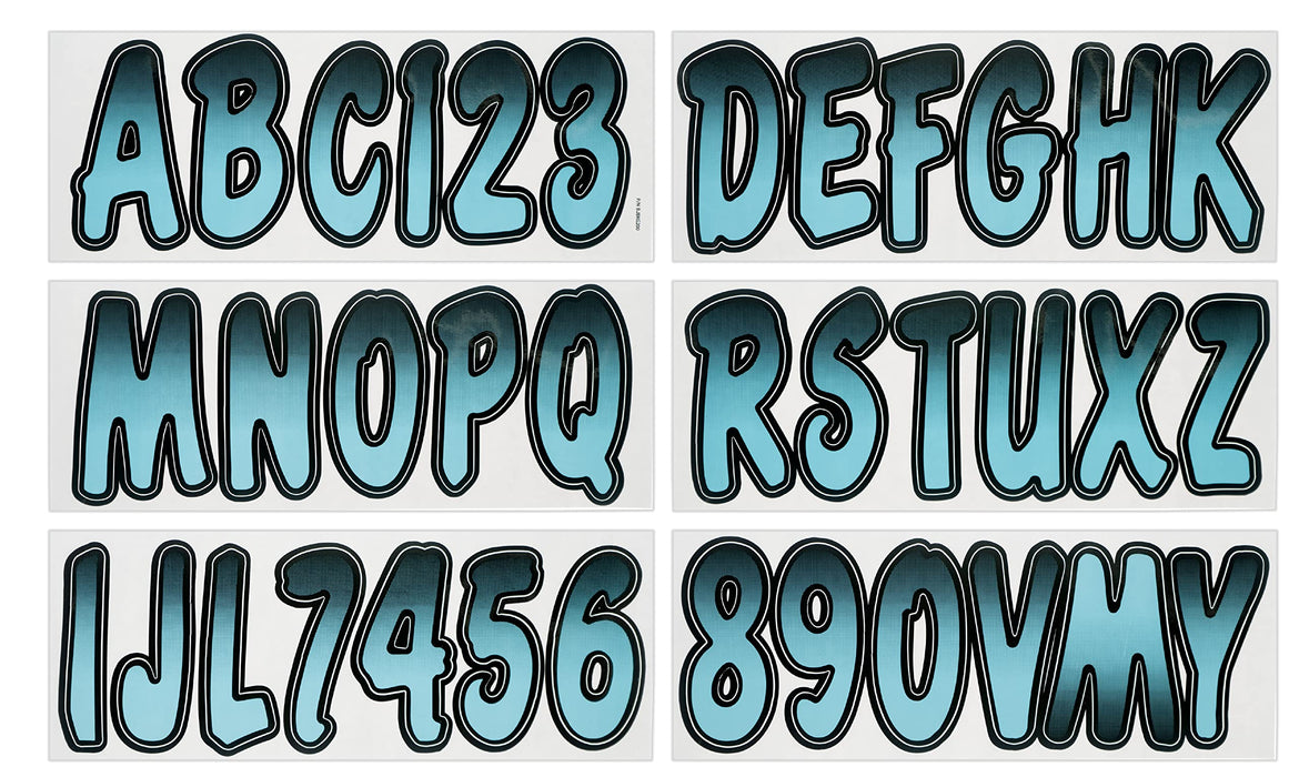 Hardline BJBKG200 Series 200 Registration Kit, Cursive, Blue/Black Gradation, 4 Sets of 3" A-Z, 0-9