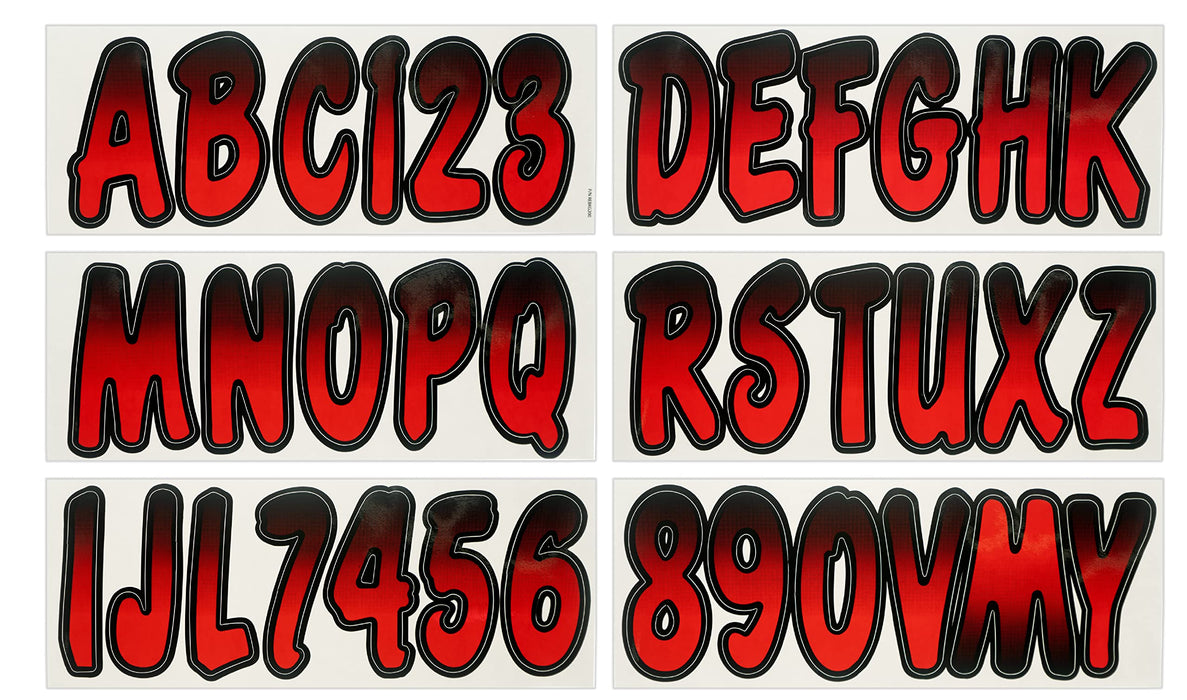 Hardline REBKG200 Series 200 Registration Kit, Cursive, Red/Black Gradation, 4 Sets of 3" A-Z, 0-9