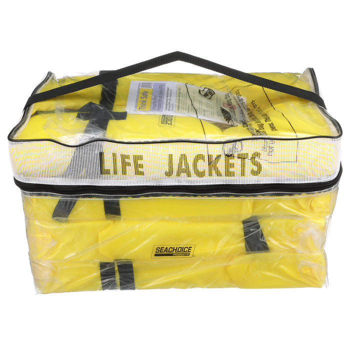 Seachoice EPE1110AK1AUPK4Y-86010 Adult Universal Type II USCGA Life Vests w/Bag, Yellow, 4-Pack