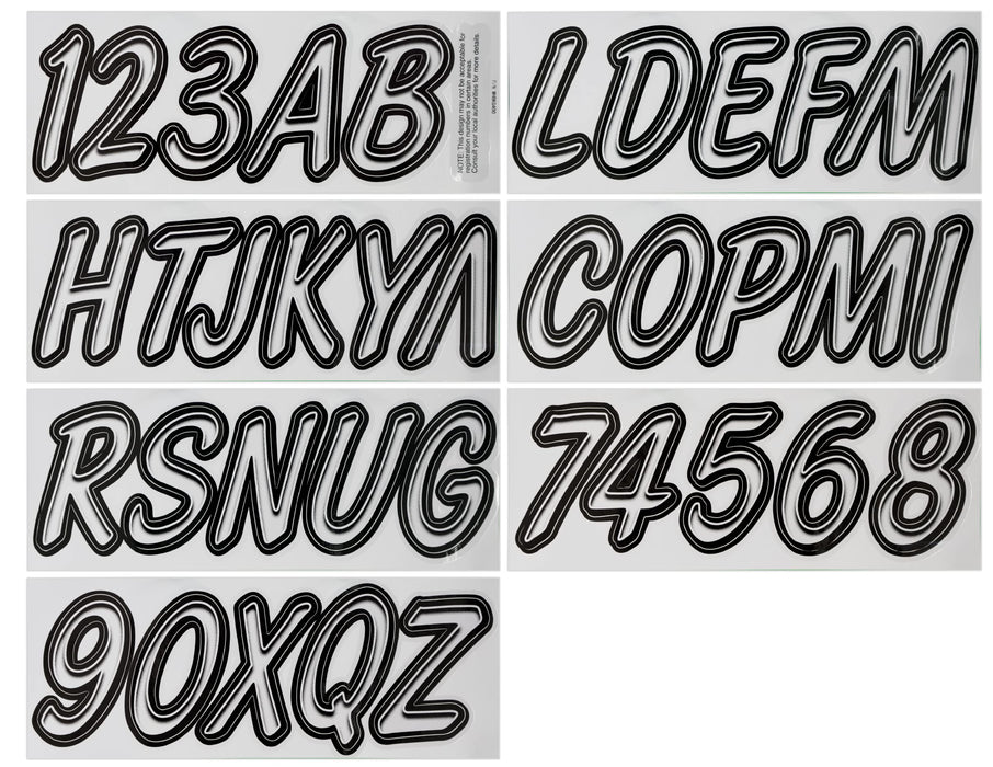 Hardline 400CLBLK Series 400 Registration Kit, Cursive, Smooth Font, Color Gradation, 4 Sets of 3" A-Z, 0-9
