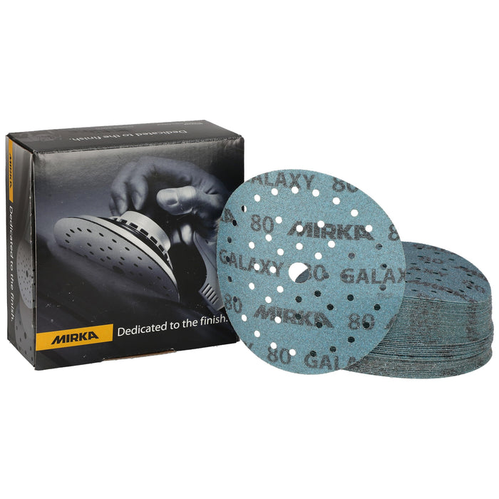 Mirka FY-6MF-080 Galaxy Dust Free Multi-Fit Grip Discs, 6", Grade 80, 50/pk