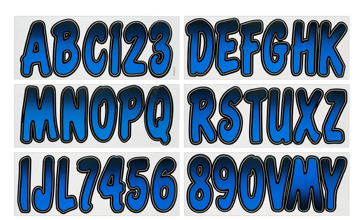 Hardline BLBKG200 Series 200 Registration Kit, Cursive, Blue/Black Gradation, 4 Sets of 3" A-Z, 0-9