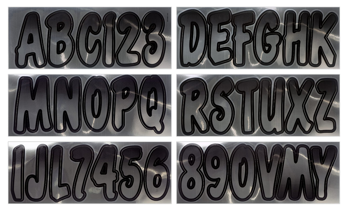 Hardline CHBKG200 Series 200 Registration Kit, Cursive, Chrome/Black Gradation, 4 Sets of 3" A-Z, 0-9