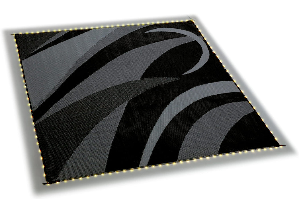 Ming's Mark GA8111WL Mings Mark Reversible Mat w/110V LED Lights, 8' x 11', Black/Silver