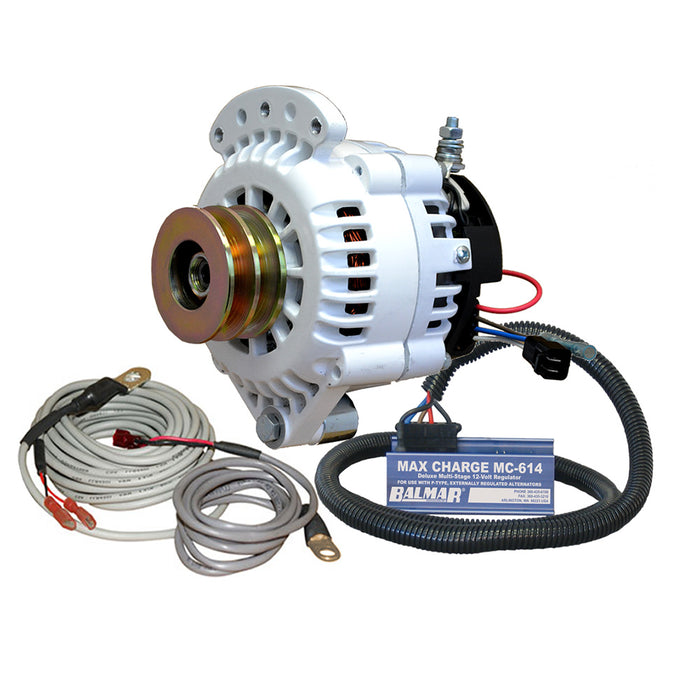 Balmar 621-VUP-MC-120-DV Alternator 120 AMP 12V Kit, Single Foot Spindle Mount Dual Vee Pulley, Regulator, Temp