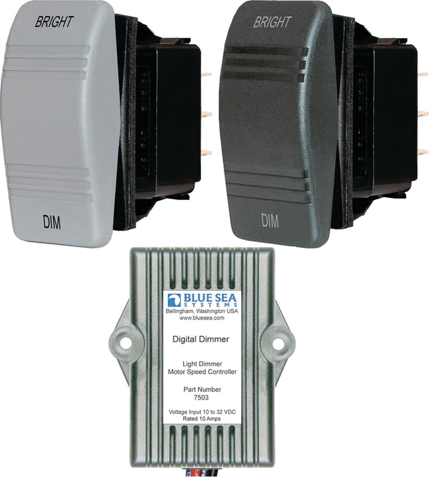 Blue Sea 8291-BSS Contura Rocker Switch, Mom On/Off/Mom On, Black