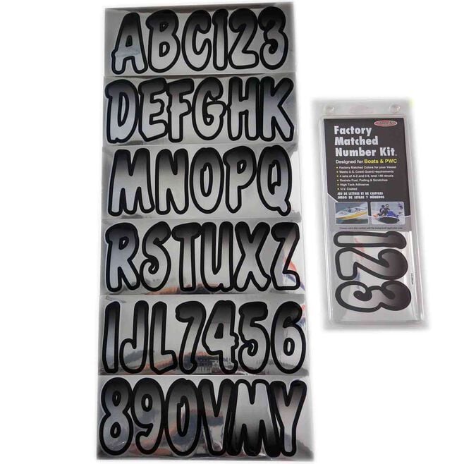 Hardline CHBKG200 Series 200 Registration Kit, Cursive, Chrome/Black Gradation, 4 Sets of 3" A-Z, 0-9
