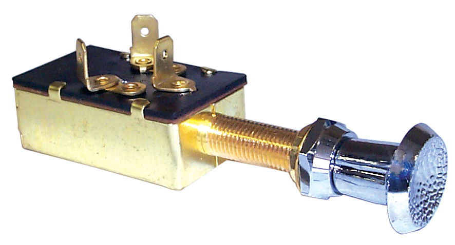 Sierra MP39590 On/Off/On SPDT 4 Blade Terminal Heavy Duty Push Pull Switch, Chrome & Plastic Knob
