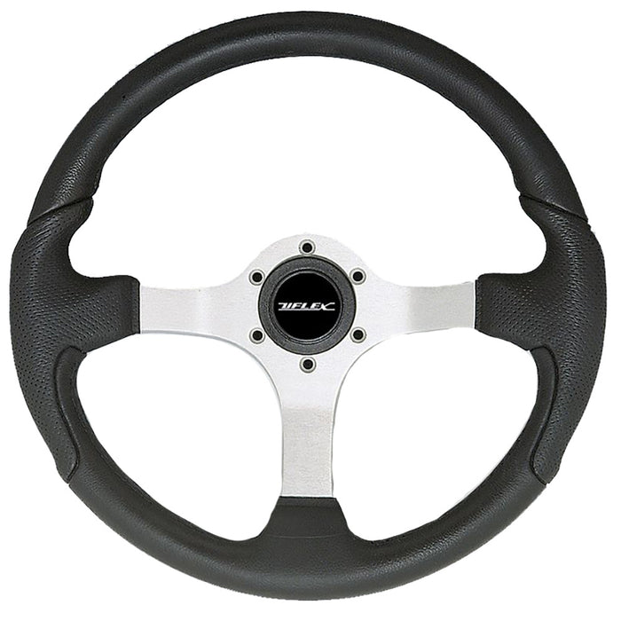 Volante Uflex Nisida de 13,8" con empuñadura de poliuretano negro y radios de aluminio negros