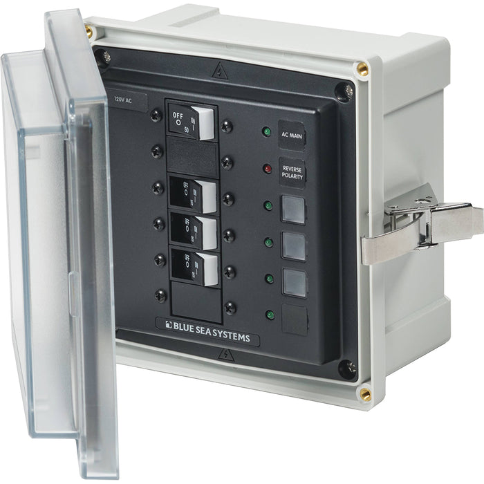Blue Sea 3130 - SMS Panel Enclosure with Main & 3 Branch (15A) - 120V AC