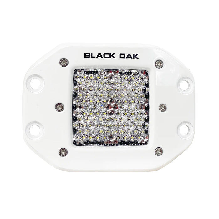 Luz LED empotrada marina de 2" de roble negro - Óptica difusa - Carcasa blanca - Serie Pro 3.0