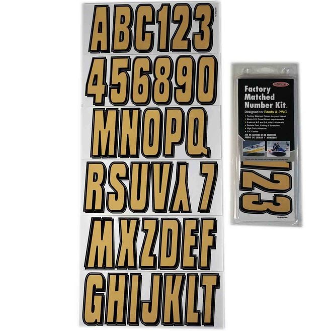 Hardline BRBLK320 Series 320 Registration Kit, Brown/Black, Solid Block Font w/ Drop Shadow, 4 Sets of 3" A-Z, 0-9