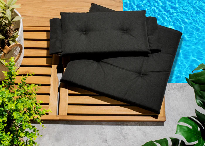 Whitecap 61041 Premium Grade Teak Newport Folding Director's Chair with Black Sunbrella Fabric Seat Cushions