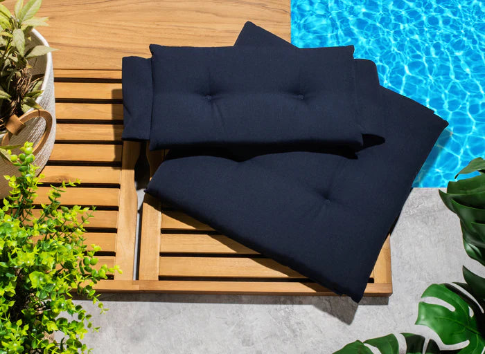 Whitecap 61042 Premium Grade Teak Folding Director's Chair with Navy Sunbrella Fabric Seat Cushions