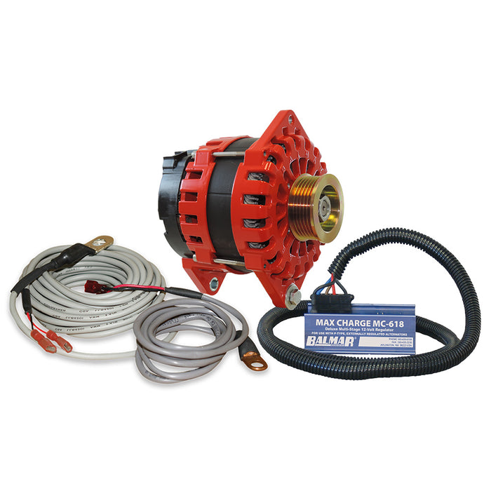 Balmar XT-CR-250-K6-KIT Alternator 250 AMP Kit 12V 3.15" Dual Ft Saddle K6, Pulley Regulator & Temp Sensor