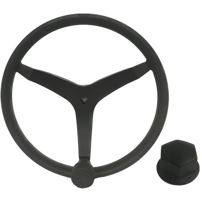 Uflex - V46 - Volante de acero inoxidable de 13,5" con perilla de velocidad y tuerca cromada - Negro