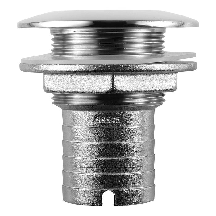 Pasacascos de acero inoxidable Attwood, corto, recto, con púas, diámetro interior de 1-1/2"