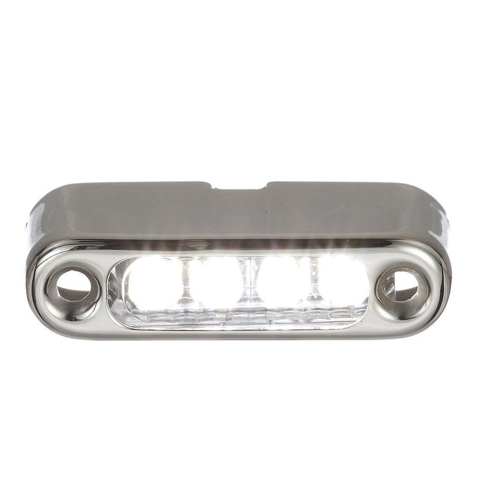 Micro luz LED blanca Attwood con bisel de acero inoxidable y montaje vertical