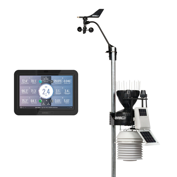 Estación meteorológica inalámbrica Davis Vantage Pro2 con consola WeatherLink, protección contra la radiación por aspiración de ventilador las 24 horas, sensores UV y solares