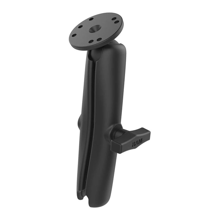 Brazo de doble zócalo RAM Mount RAM® con placa esférica redonda - Tamaño C largo