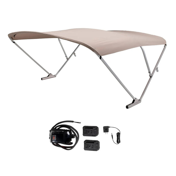 SureShade 2021133088 Battery Powered Bimini Clear Anodized Frame & Beige Fabric