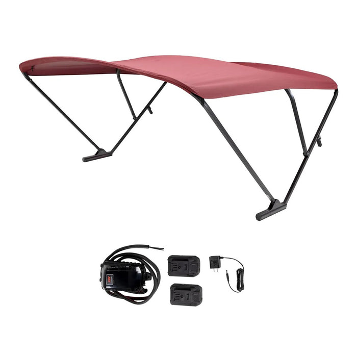 SureShade 2021133091 Battery Powered Bimini Black Anodized Frame & Burgundy, Fabric