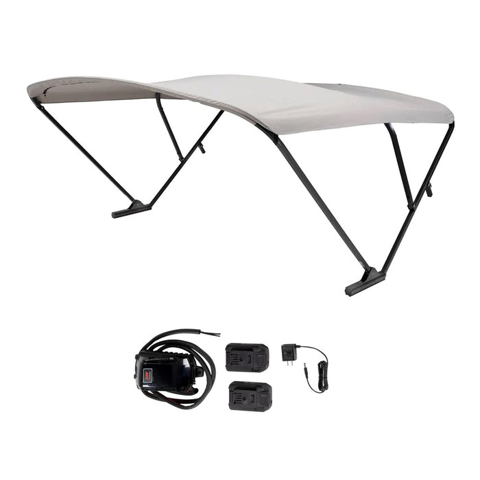 SureShade 2021133093 Battery Powered Bimini Black Anodized Frame & Grey Fabric