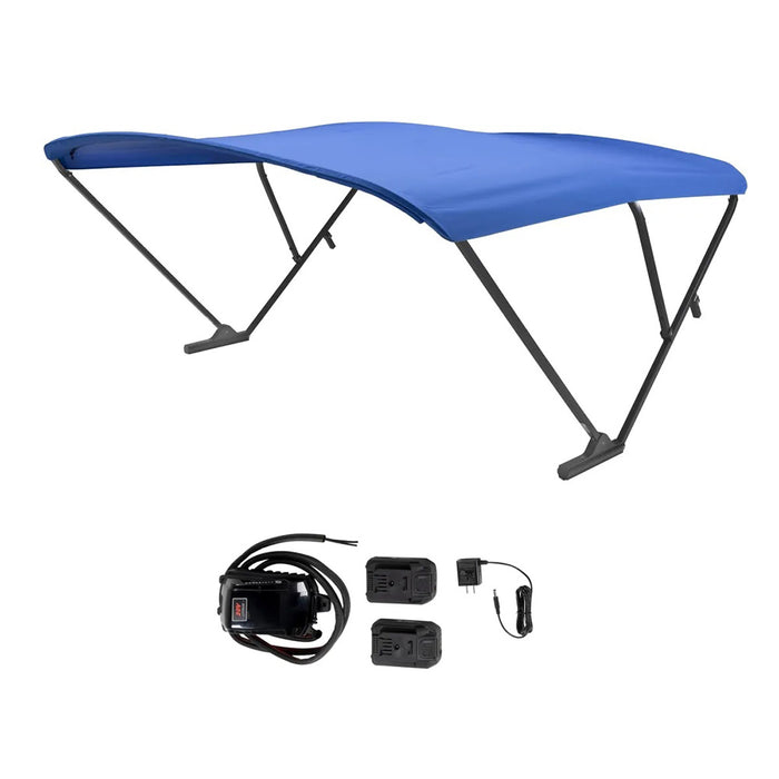 SureShade 2021133097 Battery Powered Bimini Black Anodized Frame & Pacific Blue, Fabric