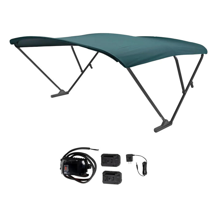 SureShade 2021133099 Battery Powered Bimini Black Anodized Frame & Green Fabric