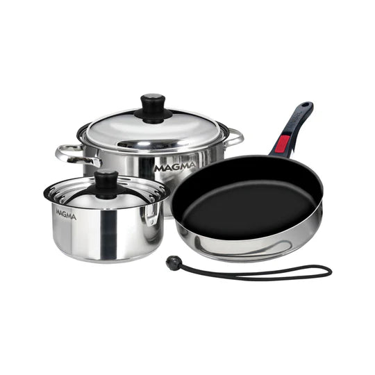Magma 7 Piece Set - Induct Compat Stainless Steel Ext Blk Ceram Nonstick Int