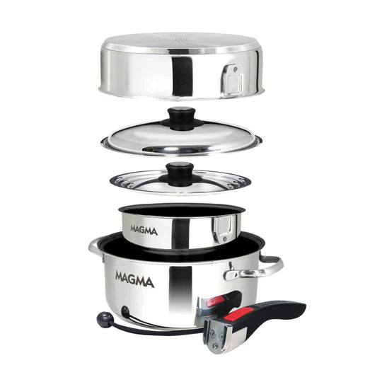 Magma 7 Piece Set - Induct Compat Stainless Steel Ext Blk Ceram Nonstick Int