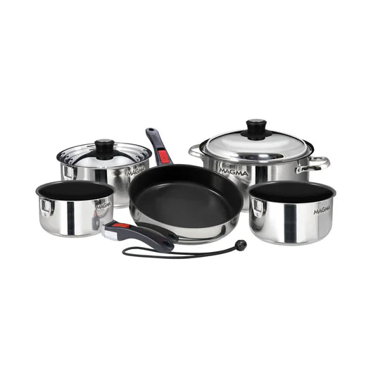 Magma 10 Piece Set - Induct Compat Stainless Steel Ext Blk Ceram Nonstick Int
