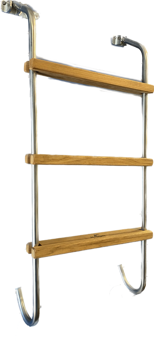 Butler Marine Cockpit Ladder – Teak & Stainless Steel 3-Step, 36" & 42"