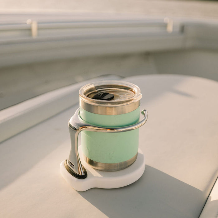 Drink Holder, Single, Stainless with White Poly Base