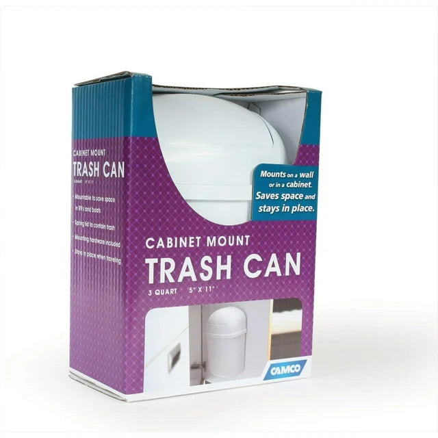Camco Cabinet Mount Trash Can, 3 Quart