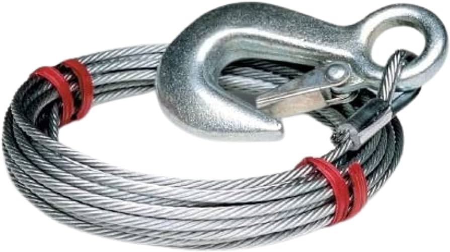 Câble de treuil galvanisé Danforth avec crochet de verrouillage robuste 7/32" X 25