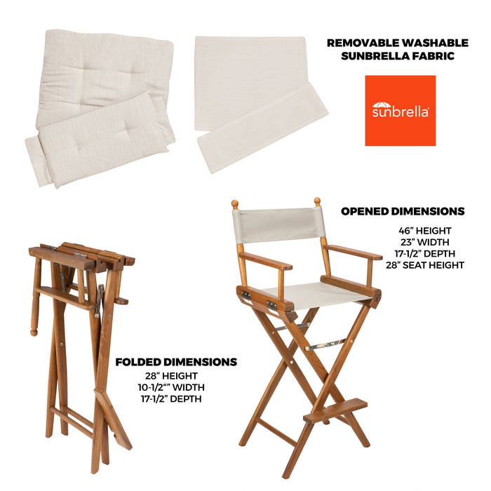 Whitecap 60048 Silla tipo capitán con fundas de asiento naturales - Teca